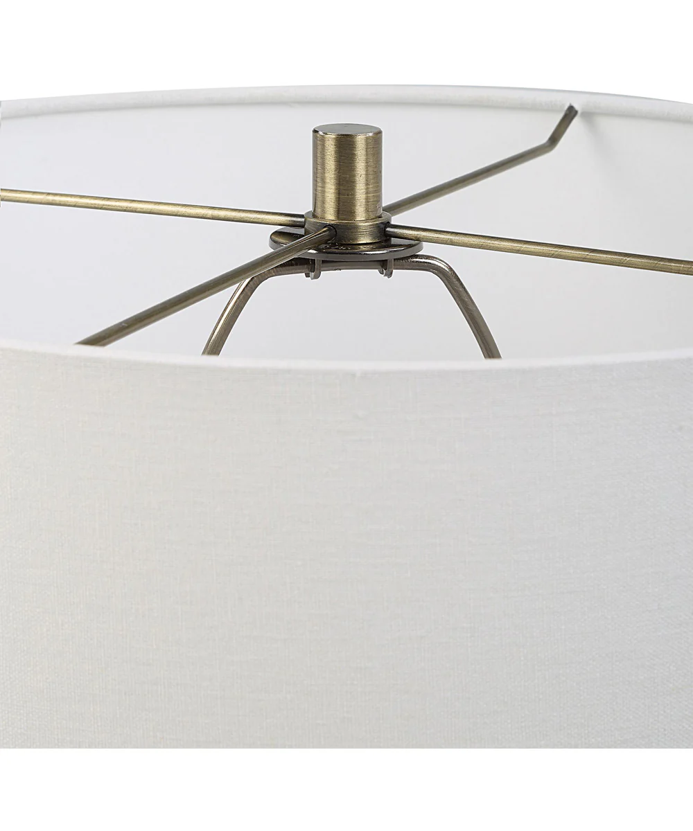 Ceramic Table Lamp in Blue-Green with White Linen - Image 6