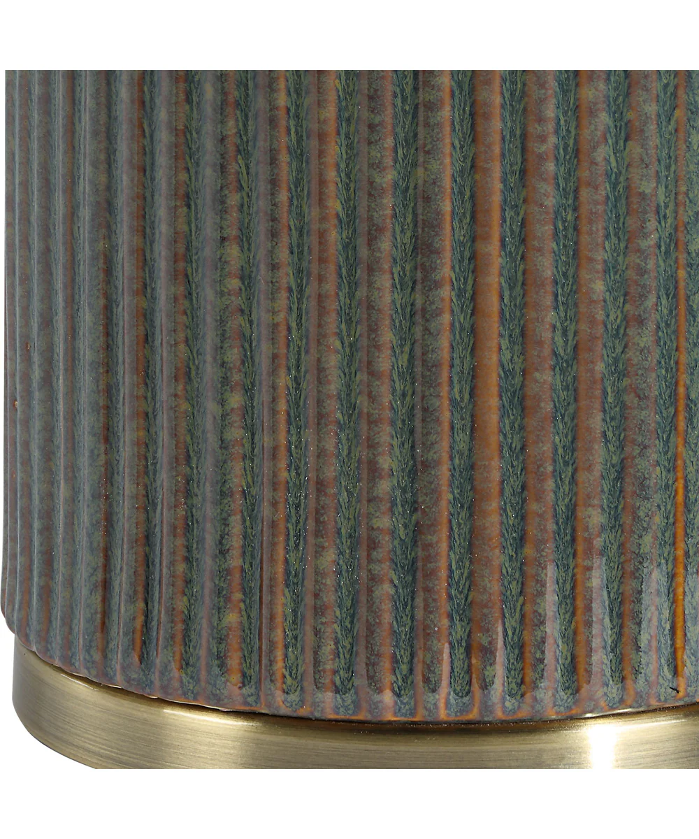 Ceramic Table Lamp in Blue-Green with White Linen - Image 7