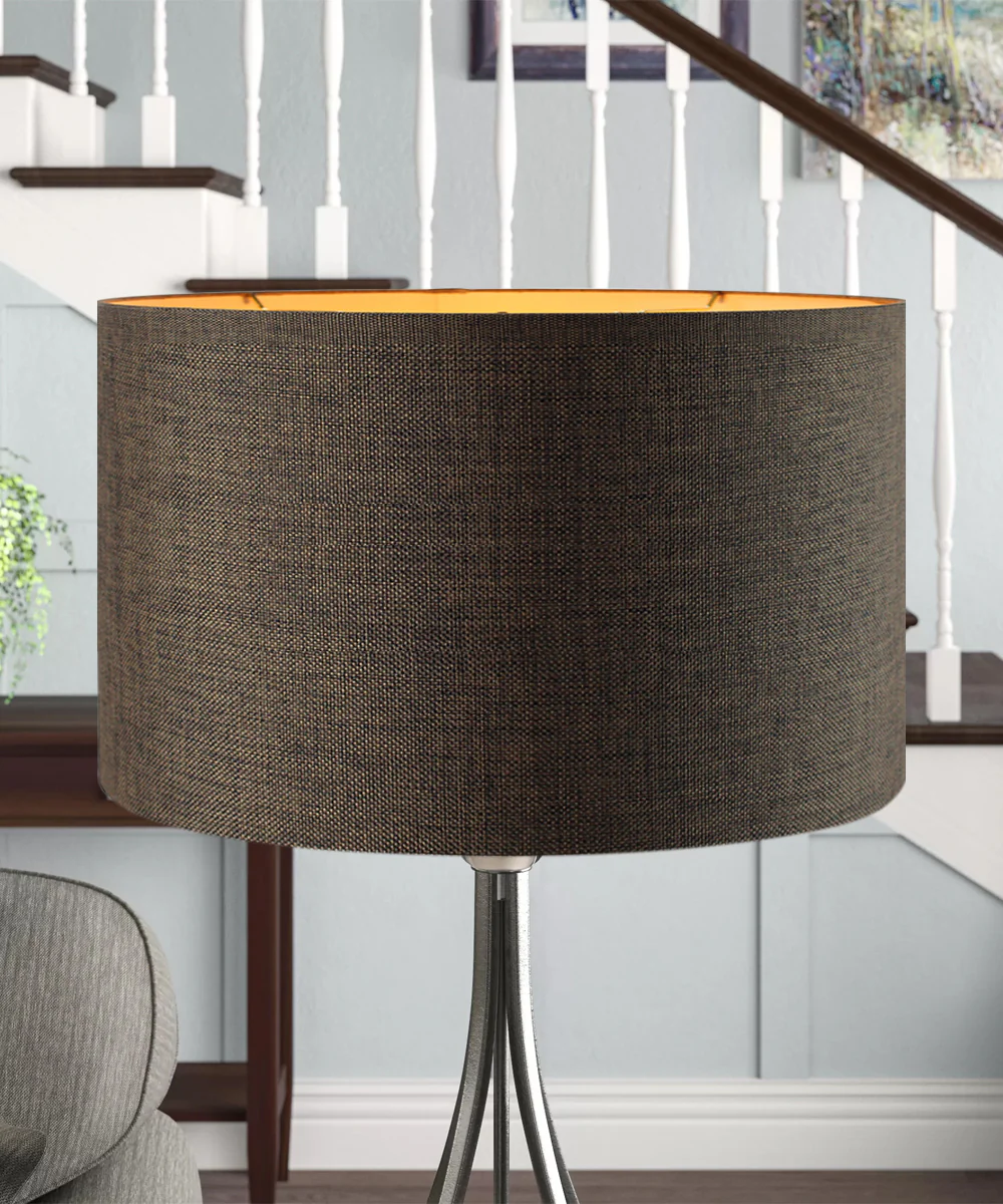 Chocolate Burlap Shallow Drum Lampshade 18"x18"x10" - Image 4