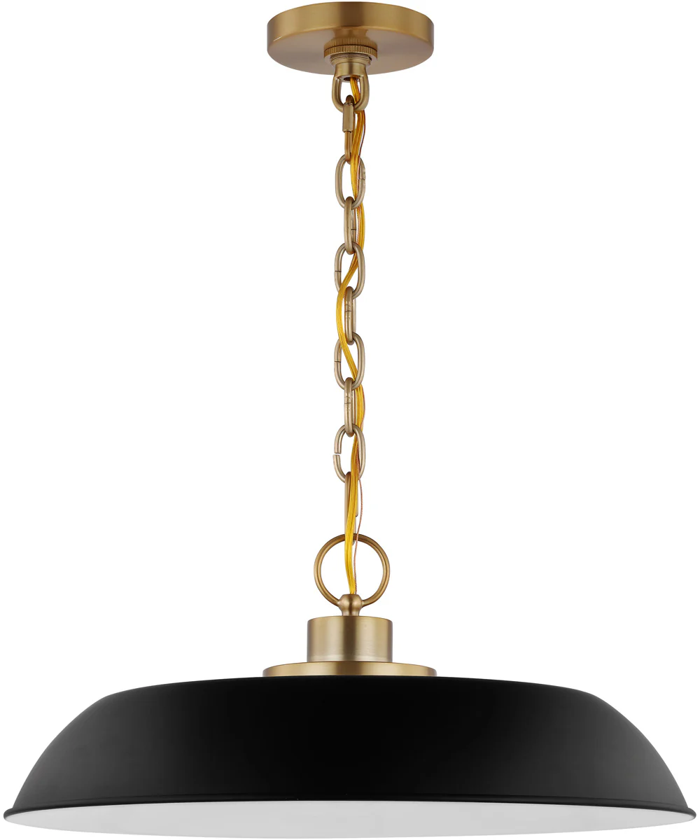 Colony 1-Light Pendant Matte Black / Burnished Brass