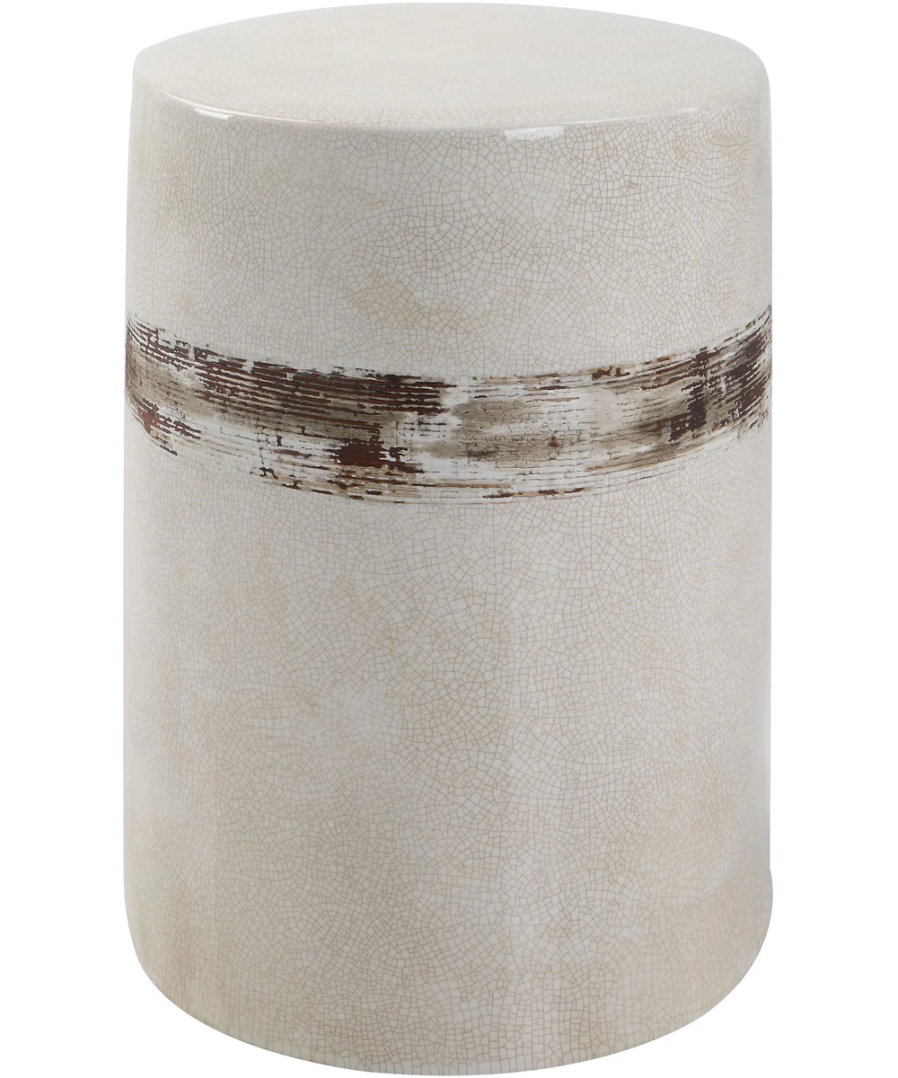 Comanche White Ceramic Garden Stool
