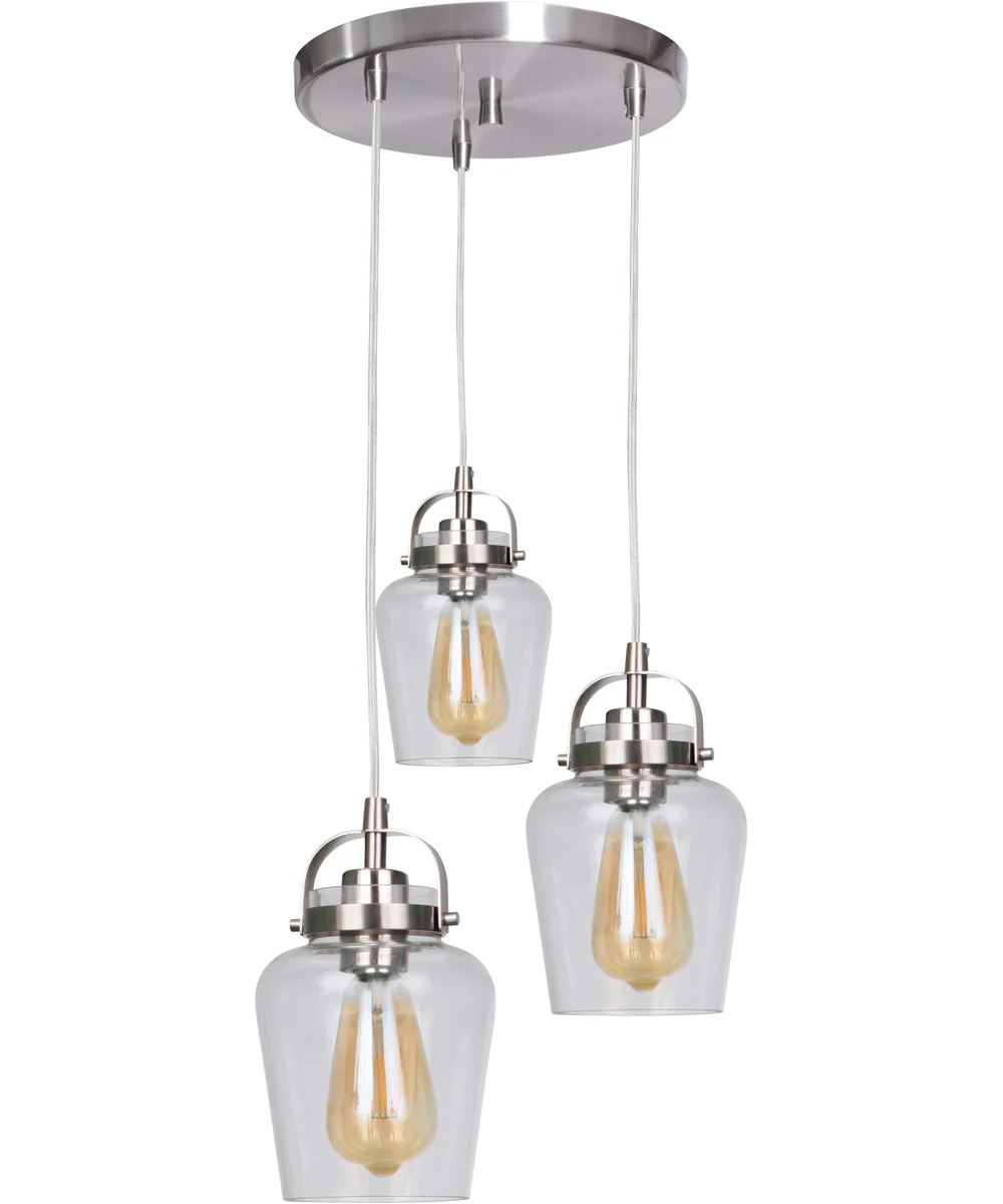 Trystan 3-Light Pendant Brushed Polished Nickel