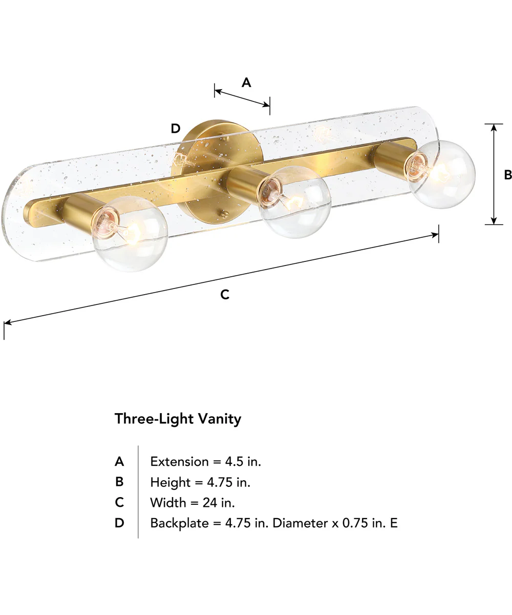 Demi 3 Light Vanity Brushed Gold - Image 4
