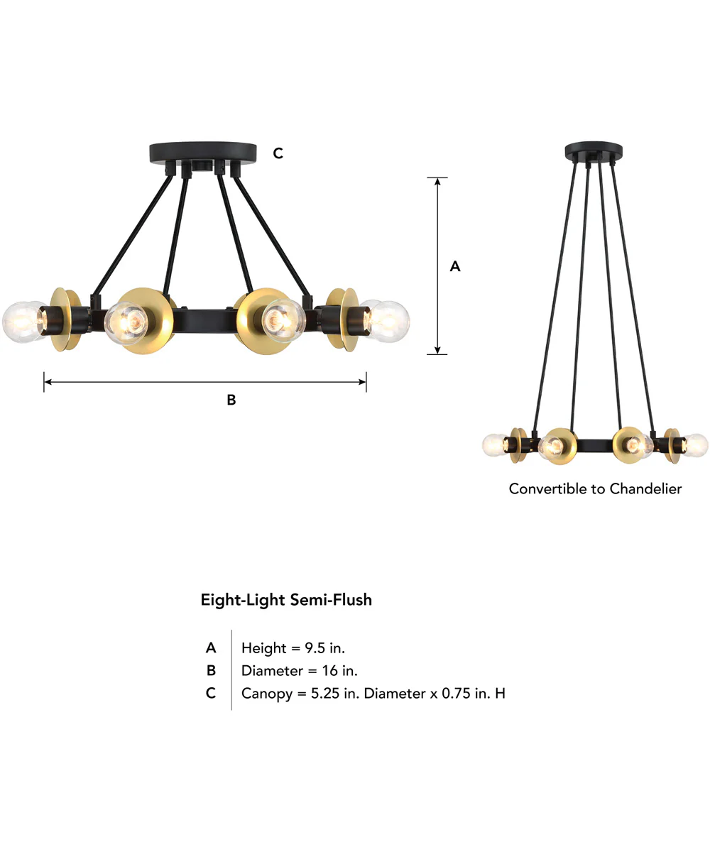 Harmoni 8 light Semi Flush Mount Matte Black - Image 4