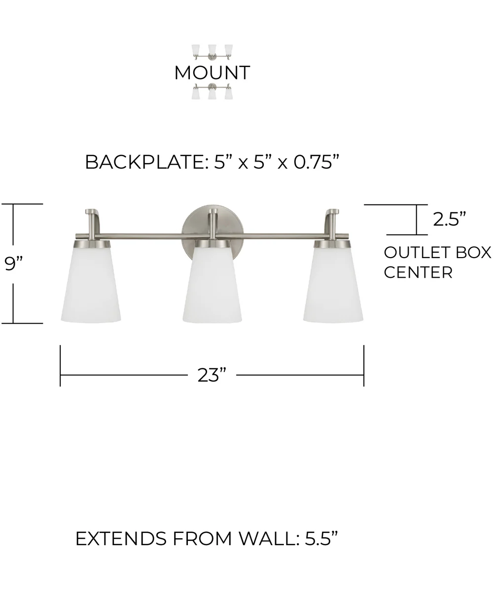 Drake 3-Light Vanity Brushed Nickel - Image 6