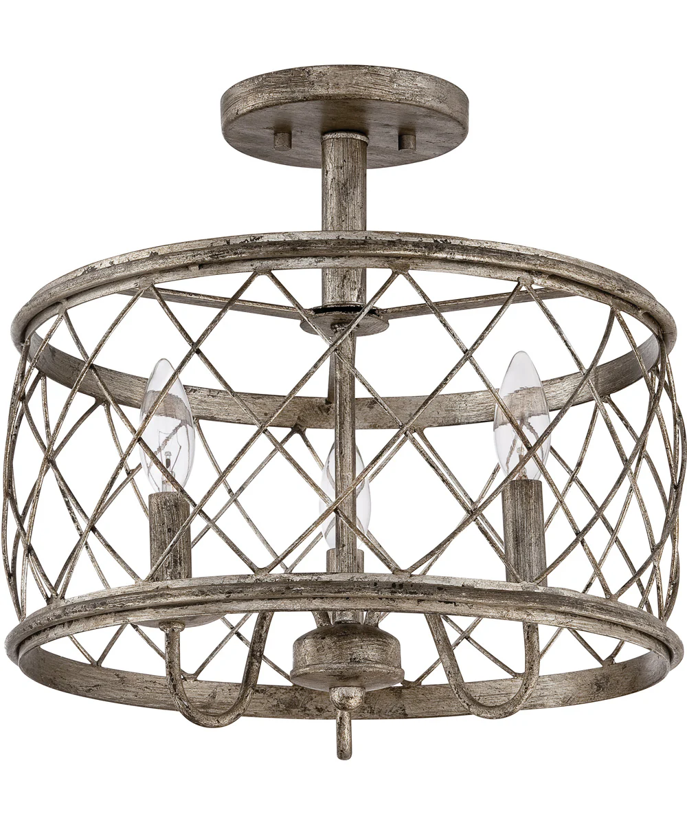 Dury Medium 3-light Semi Flush Mount Century Silver Leaf - Image 3