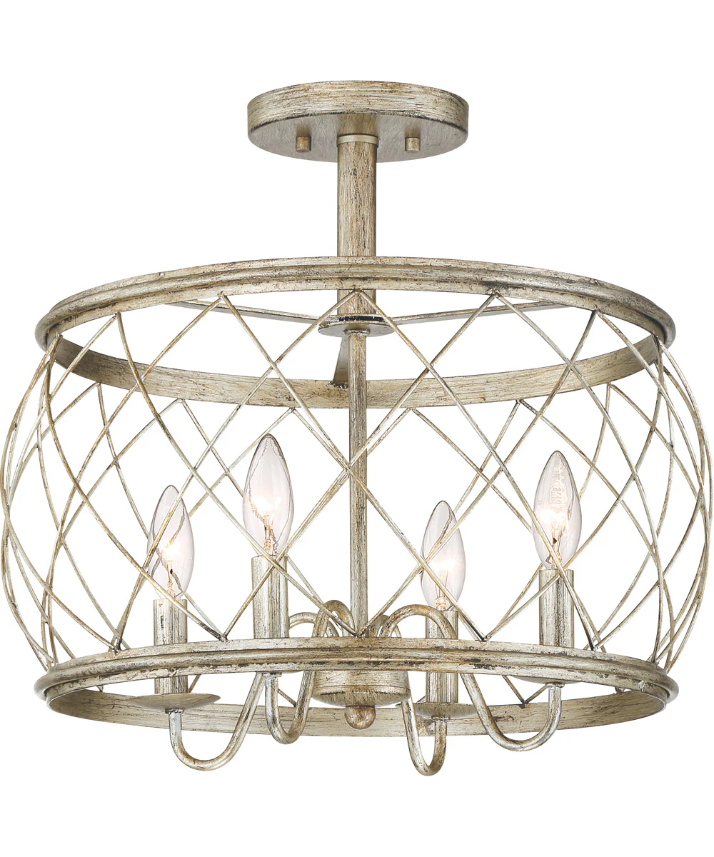 Dury Medium 4-light Semi Flush Mount Century Silver Leaf