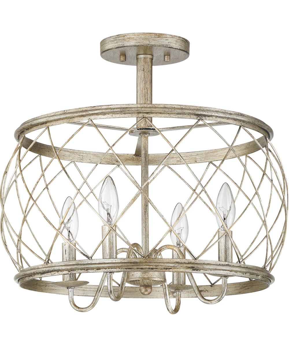 Dury Medium 4-light Semi Flush Mount Century Silver Leaf - Image 3