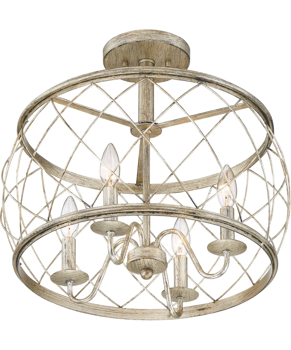 Dury Medium 4-light Semi Flush Mount Century Silver Leaf - Image 4