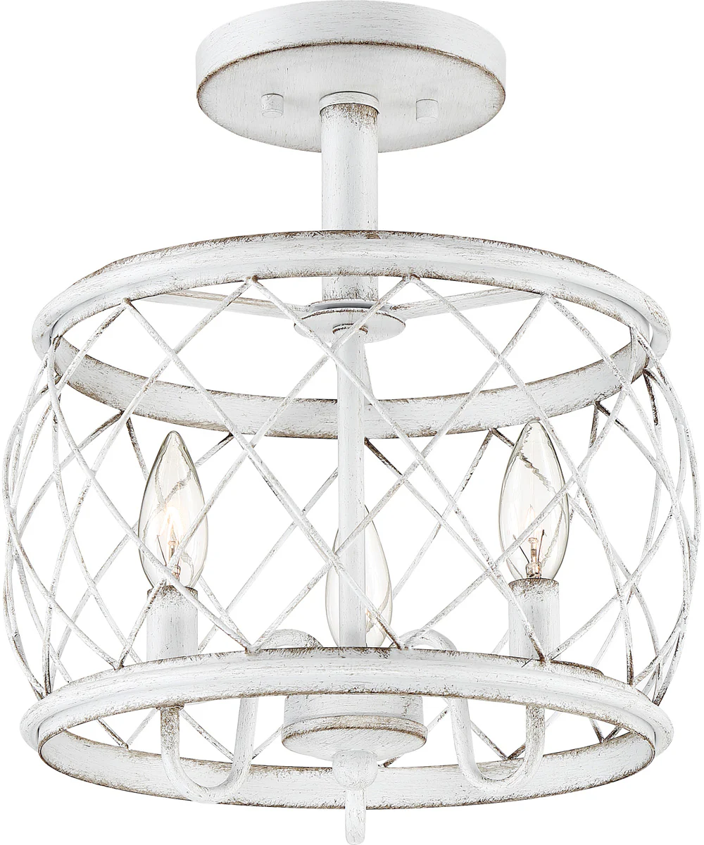 Dury Small 3-light Semi Flush Mount Antique White - Image 2