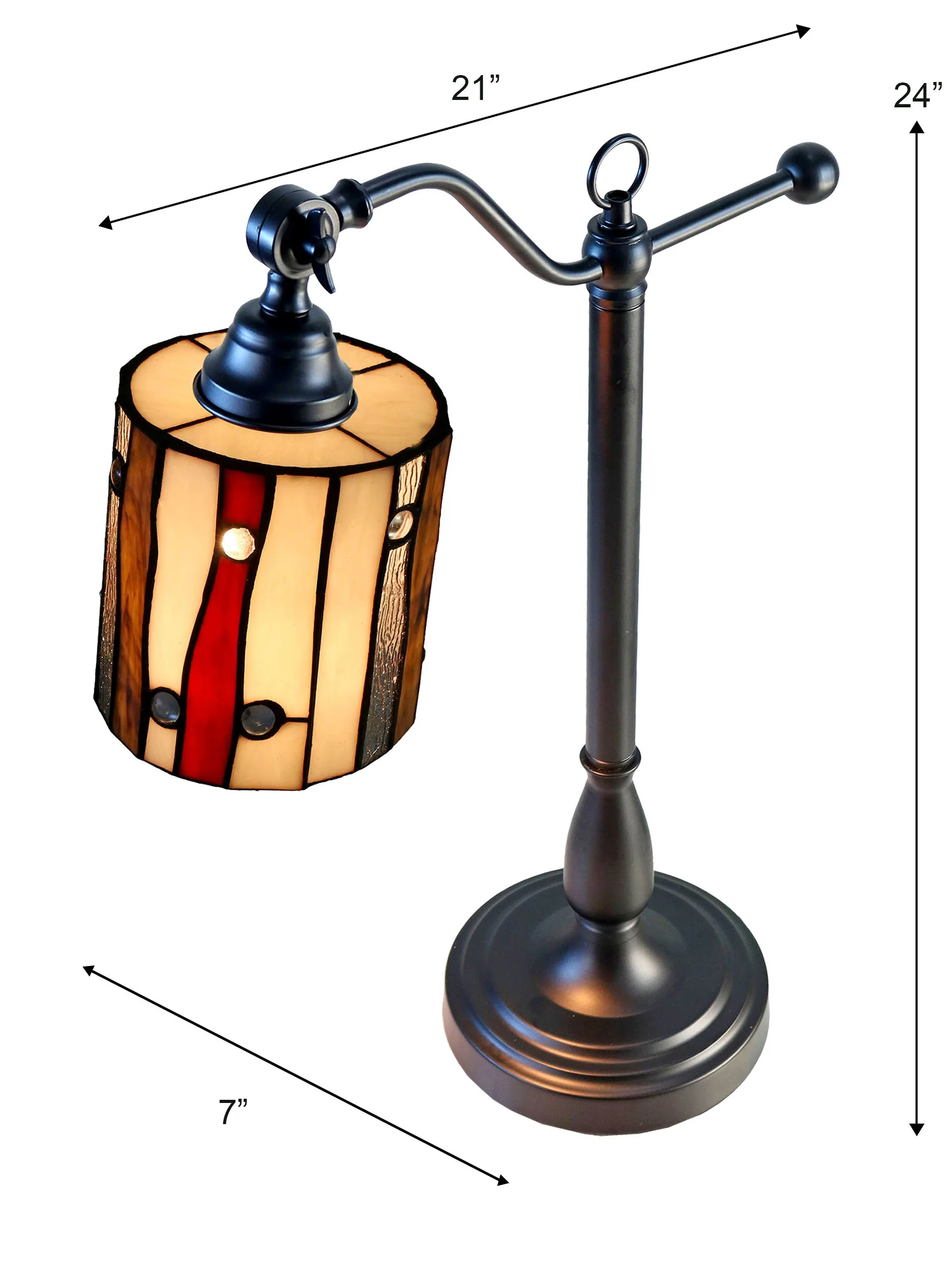 El Anza 24 Inch  Tall Handmade Tiffany Desk Lamp - Image 2