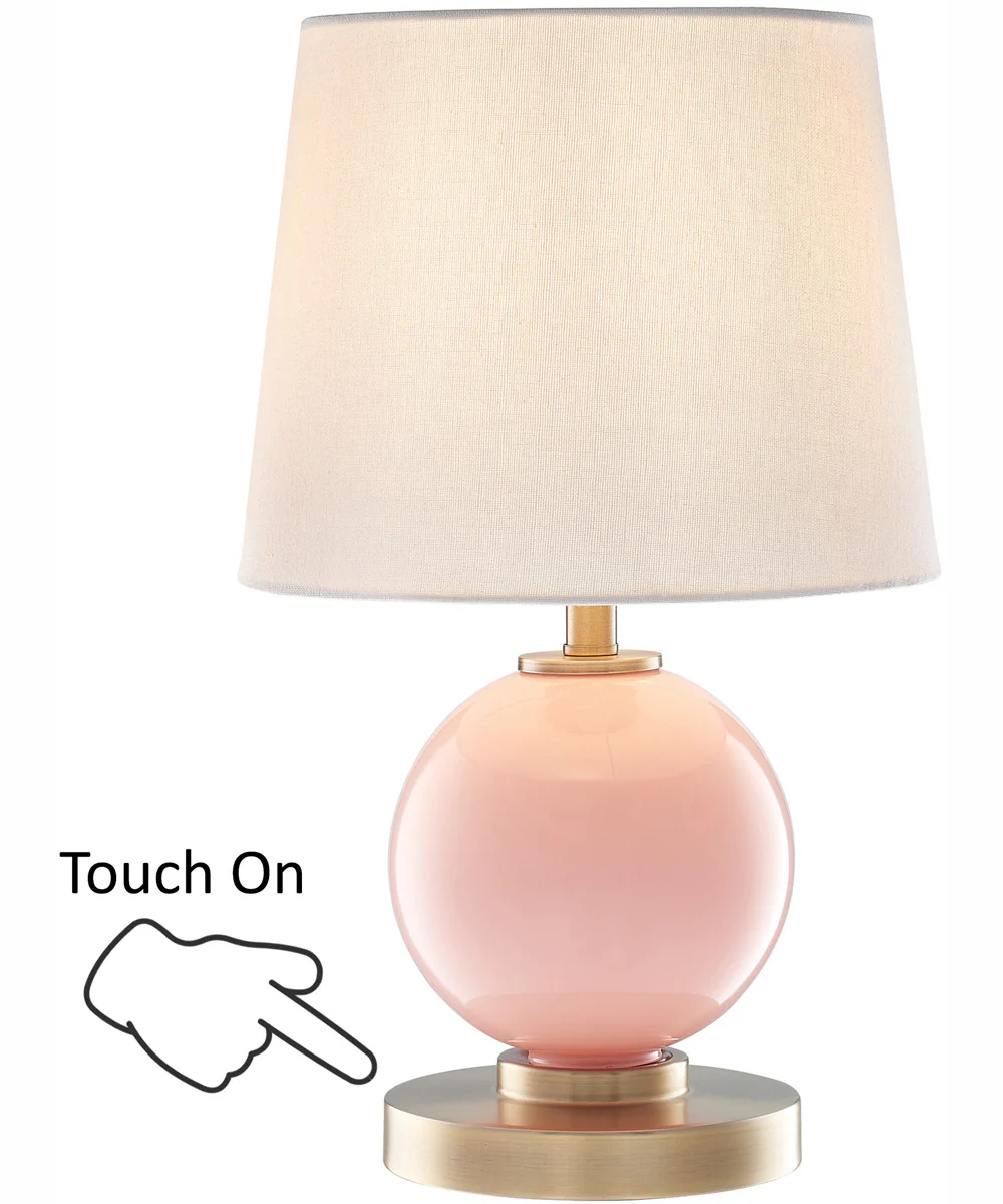 Eliza 2-Light 2 Pack-Table Lamp Antique Brass/Pink Glass/Fabric Shade - Image 6