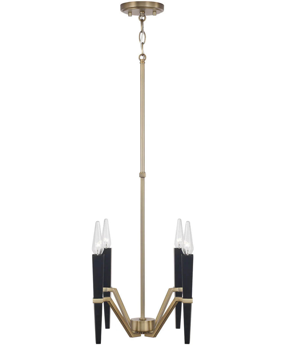 Enzo 4-Light Chandelier Aged Brass and Black - Image 3