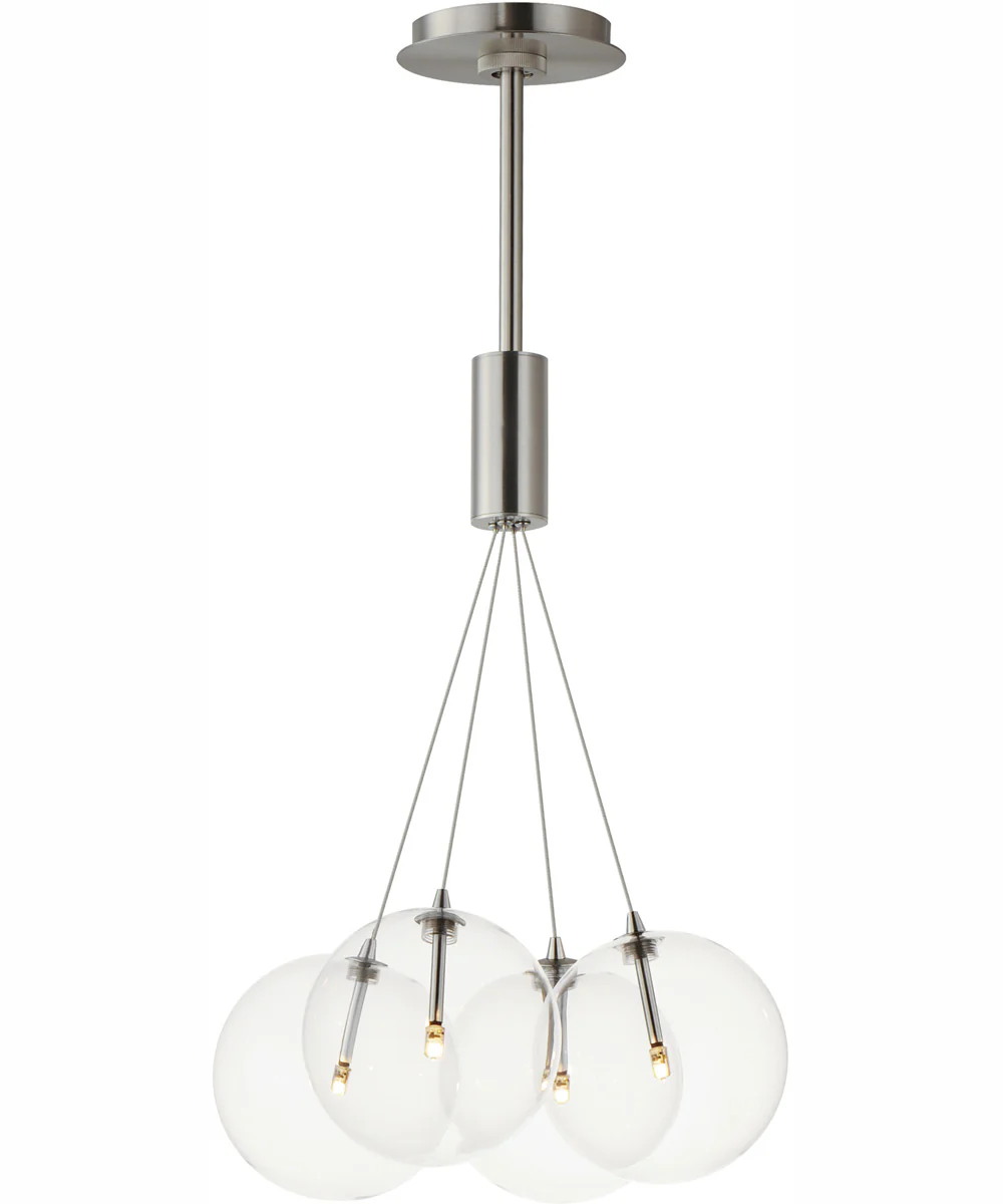 Burst 4-Light LED Pendant - Clear Satin Nickel