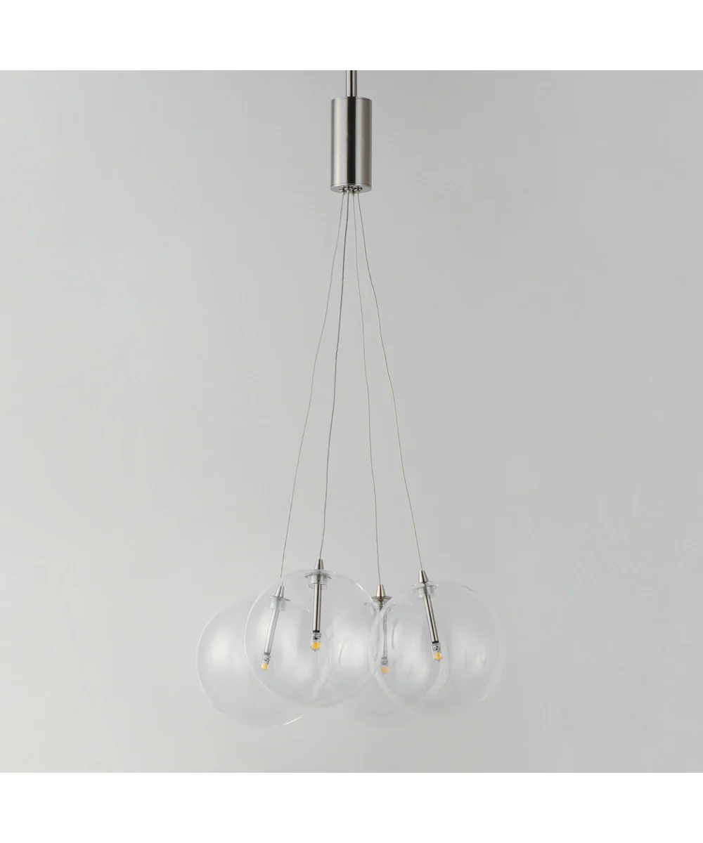 Burst 4-Light LED Pendant - Clear Satin Nickel - Image 3