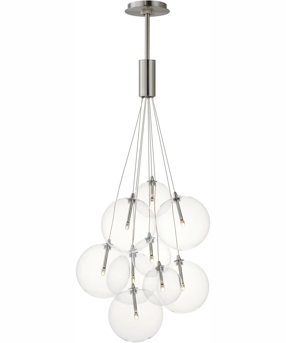 Burst 9-Light LED Pendant - Clear Satin Nickel