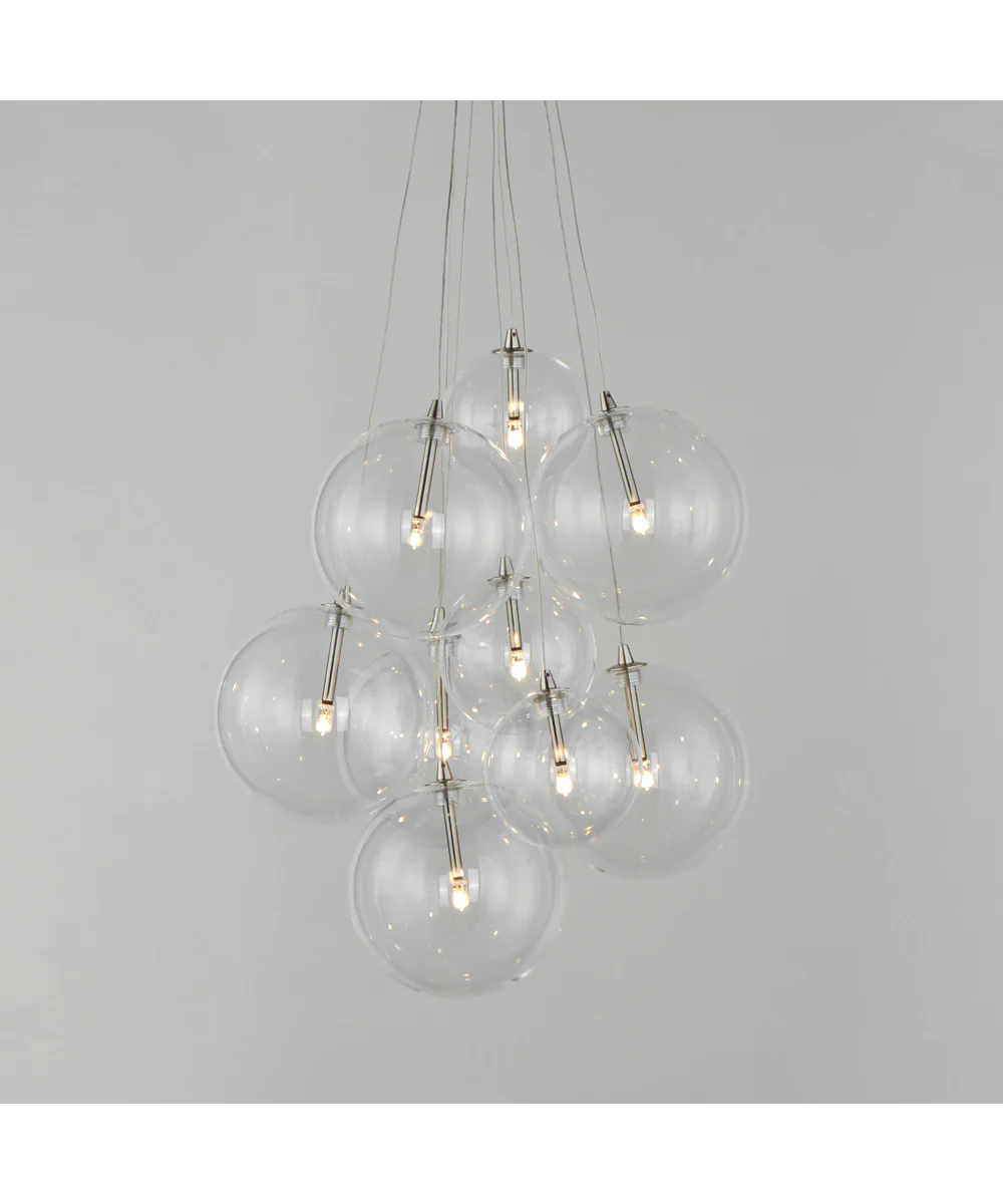 Burst 9-Light LED Pendant - Clear Satin Nickel - Image 3