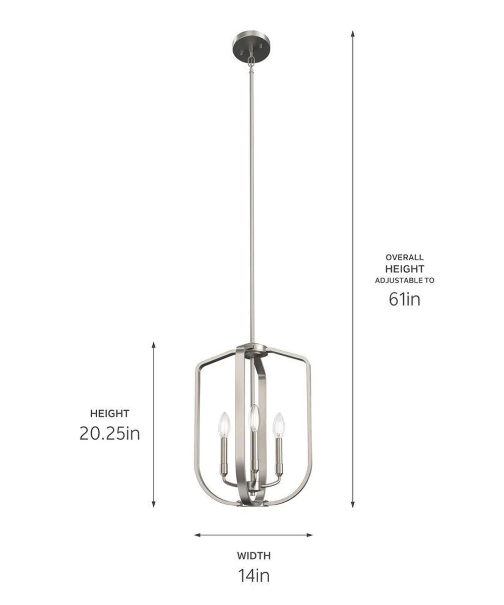 Ettore 14"W 3-Light Pendant Light Fixture by Kichler Brushed Nickel Finish - Image 3