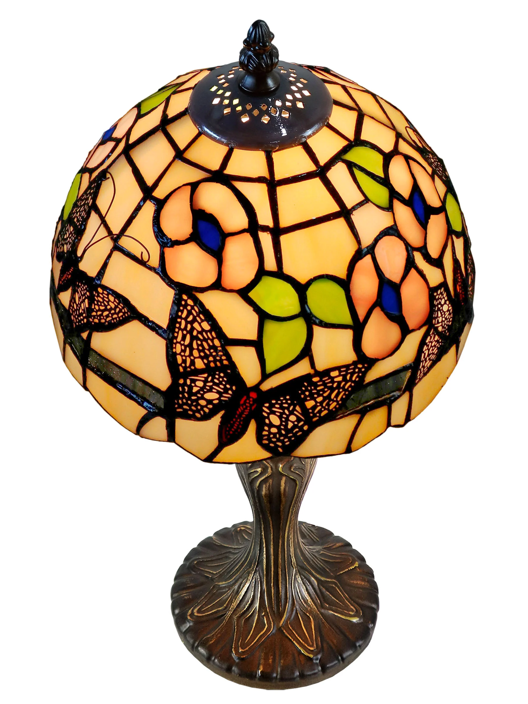Ferndell Butterfly 14.25 Inch  Tall Handmade Tiffany Accent Lamp - Image 4