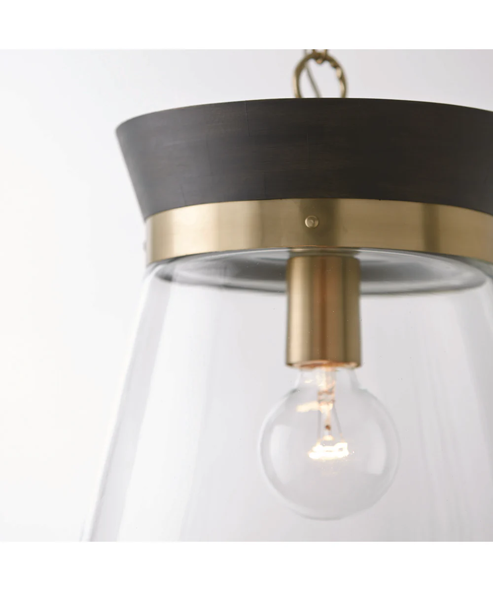 Finn 1-Light Pendant Black Stain and Matte Brass - Image 3