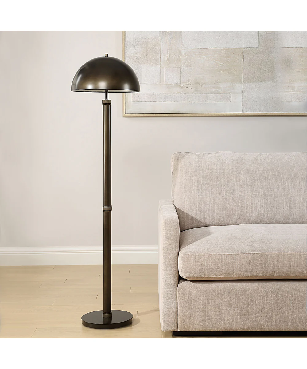 Floor Lamp in Rich Dark Bronze with Dome Metal Shade - Image 3