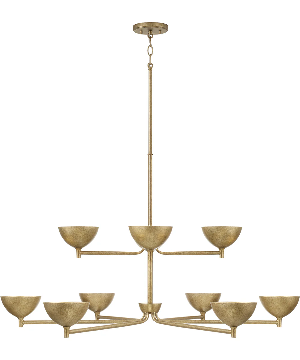 Francesca 10-Light Chandelier Feathered Gold