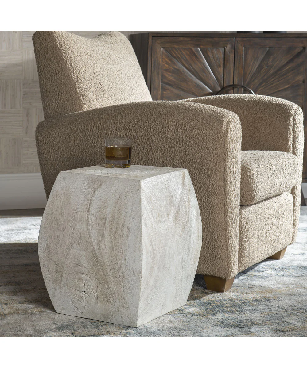 Grove Ivory Wooden Accent Stool - Image 3
