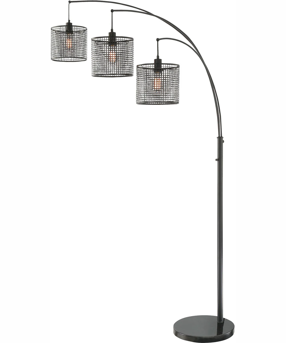 Hamilton 3-Light 3-Light Arch Lamp Black/Mesh Metal Shade