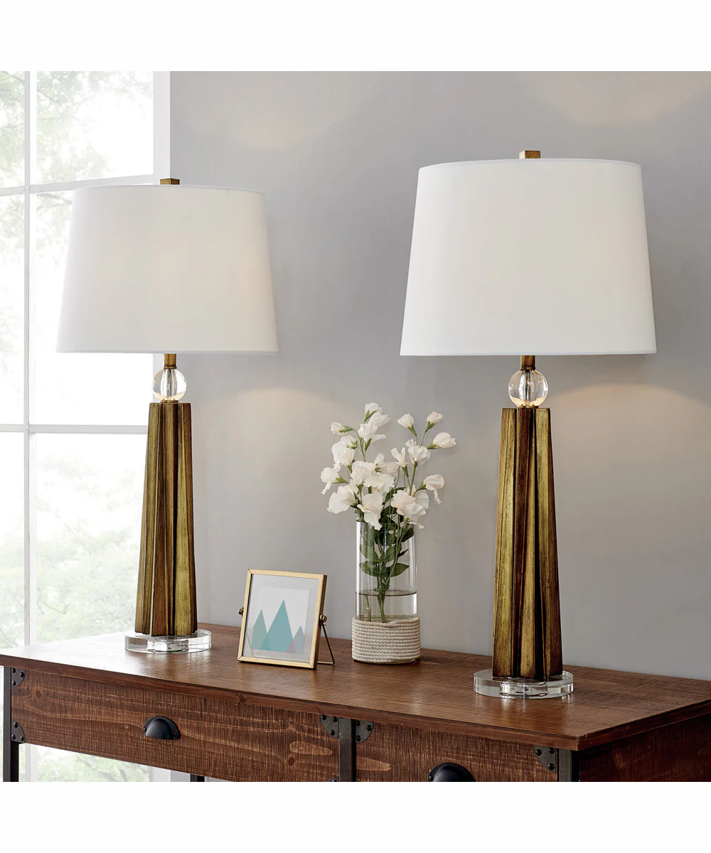 Heather 1-Light 2 Pack-Table Lamp Ant.Gold/White Linen Shade - Image 3