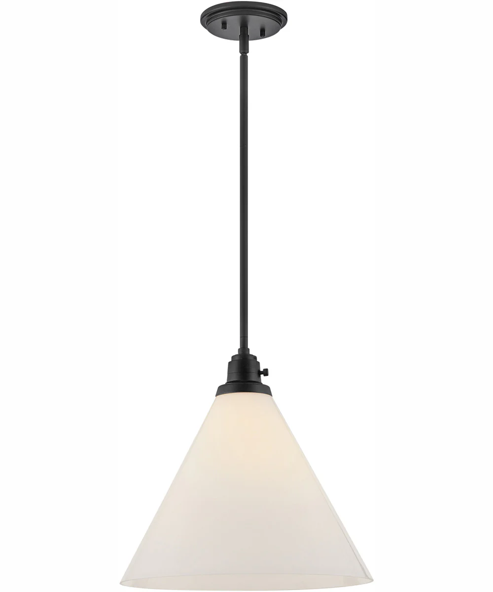 Arti 1-Light Medium Pendant in Black with Cased Opal glass