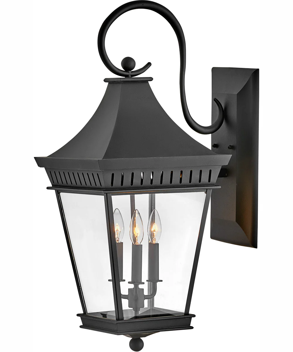 Chapel Hill 3-Light Large Wall Mount Lantern in Museum Black