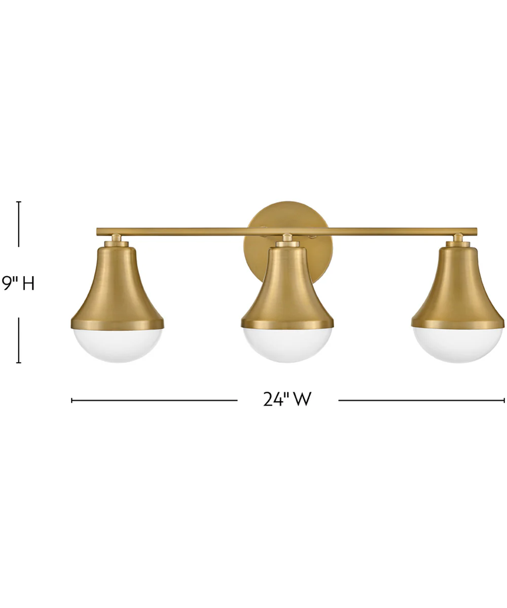 Haddie 3-Light Medium Three Light Vanity in Lacquered Brass - Image 2