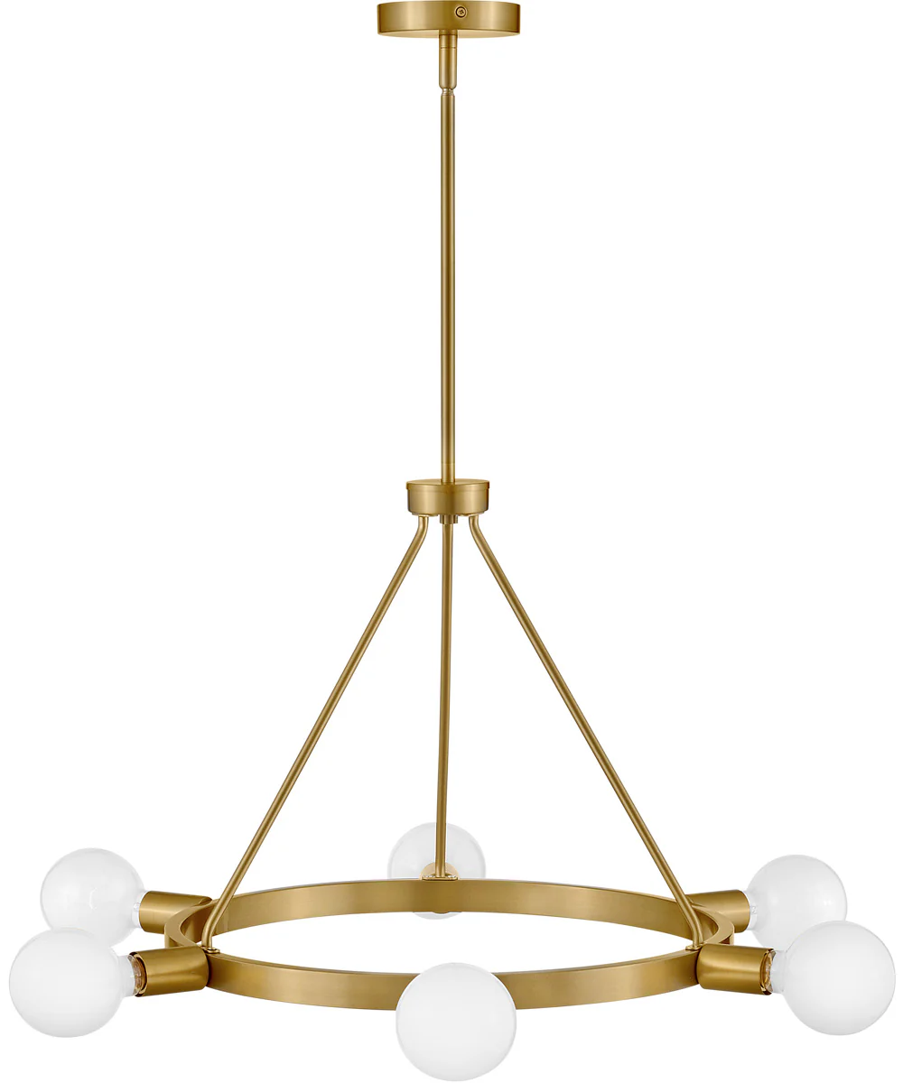 Orla 6-Light Medium Single Tier Chandelier in Lacquered Brass - Image 5