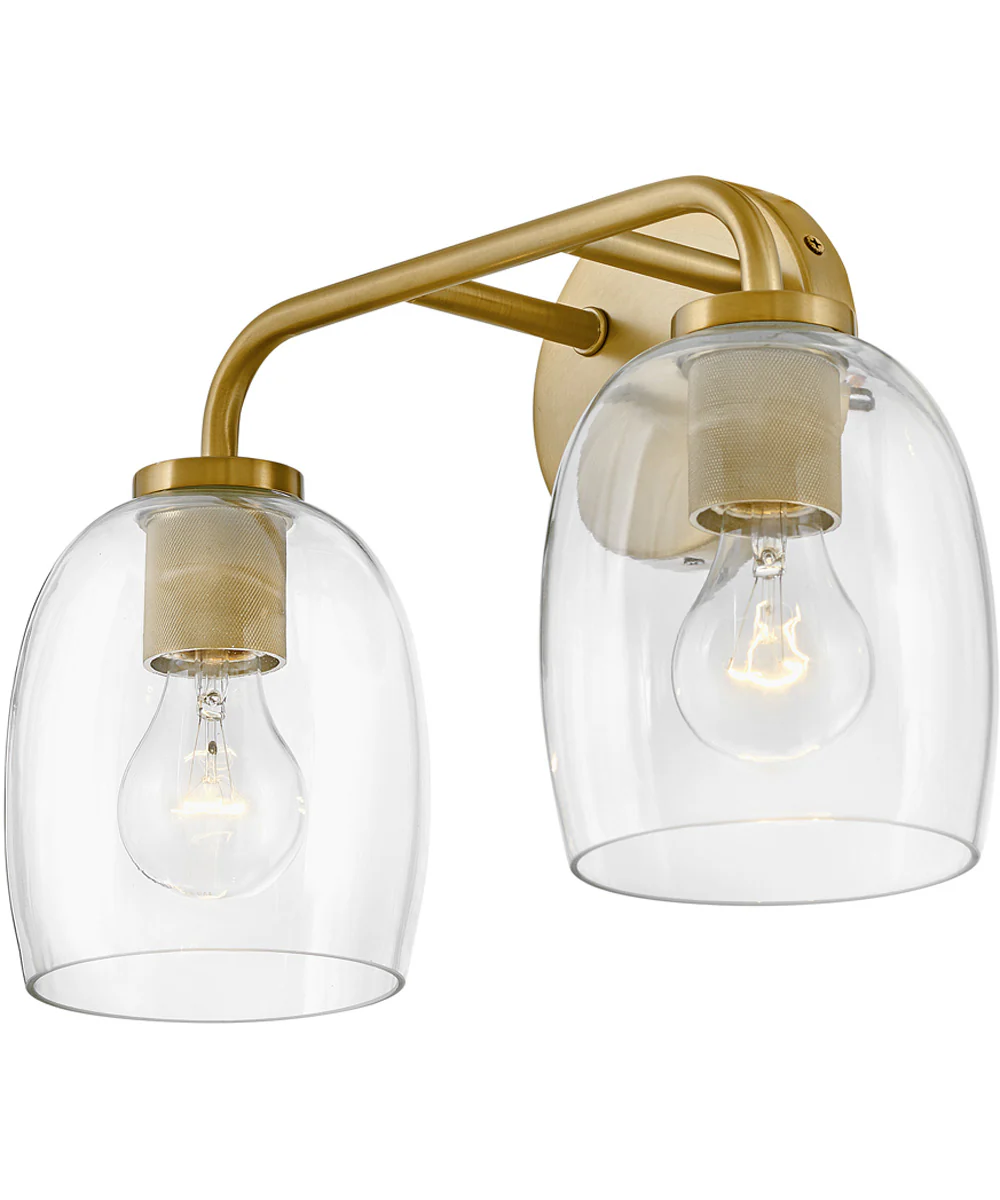 Percy 2-Light Small Two Light Vanity in Lacquered Brass - Image 2