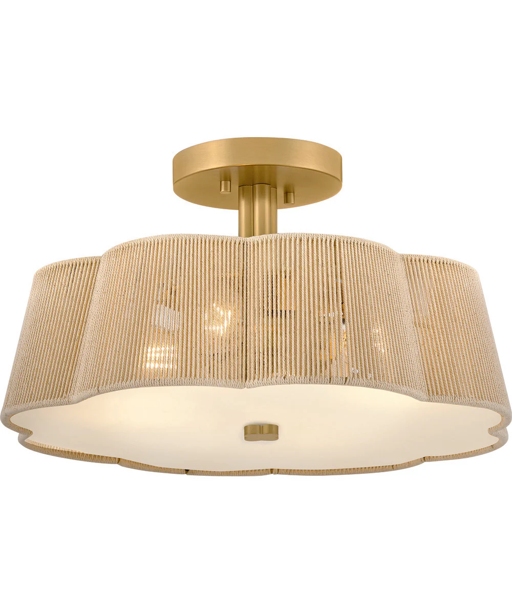 Sasha 4-Light Medium Semi-Flush Mount in Lacquered Brass