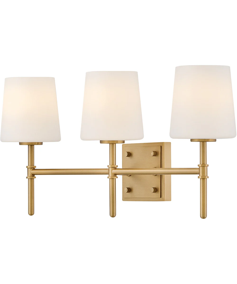Saunders 3-Light Medium Three Light Vanity in Lacquered Brass - Image 3