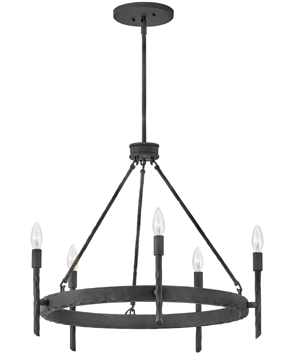 Tress 5-Light Medium Single Tier in Forged Iron
