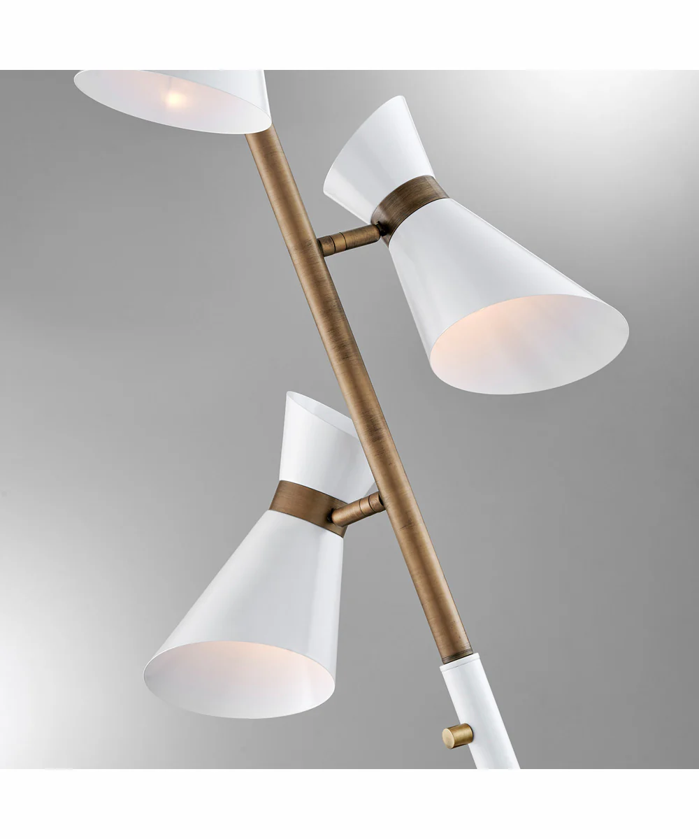 Jared 3-Light 3-Light Floor Lamp Ab Finished/White/Metal Shade - Image 2