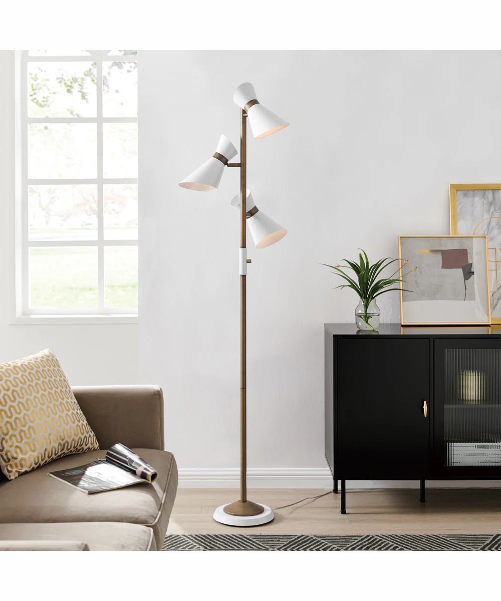 Jared 3-Light 3-Light Floor Lamp Ab Finished/White/Metal Shade - Image 3