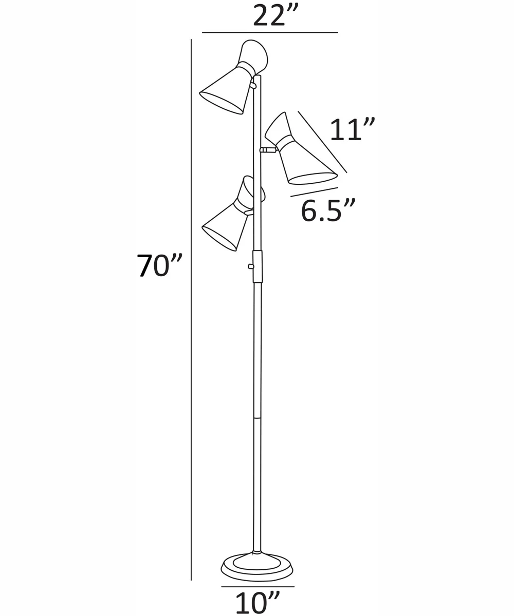 Jared 3-Light 3-Light Floor Lamp Ab Finished/White/Metal Shade - Image 4