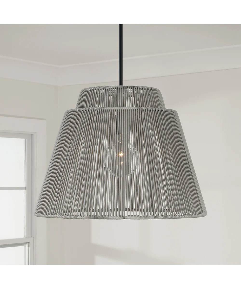 Jasper 1-Light Outdoor Hanging-Lantern Grey and Black - Image 2