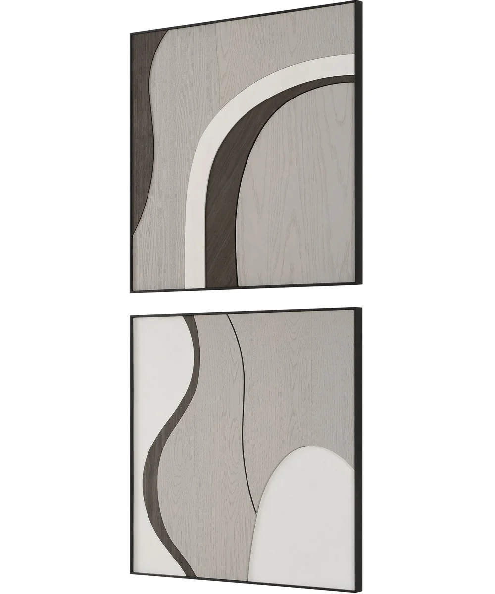 Joel Modern Wood Wall Art Set of 2 - Image 4