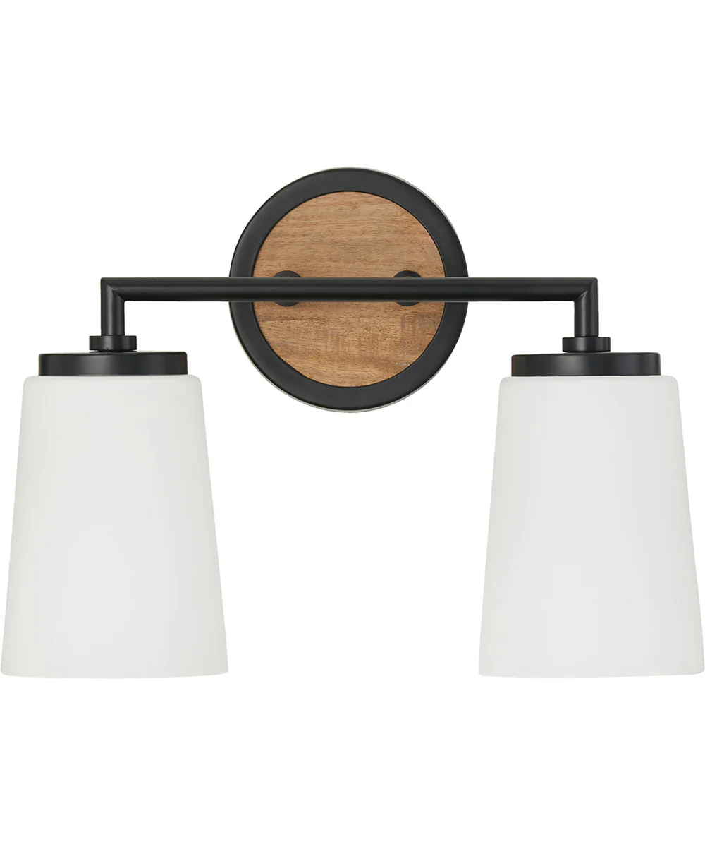 Jonah 2-Light Vanity Light Wood and Matte Black - Image 4