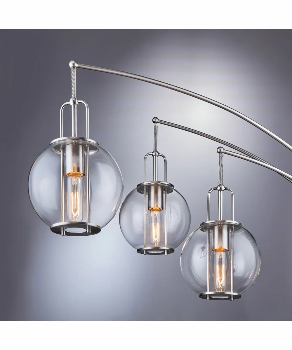 Kaira 3-Light 3-Light Arch Lamp Brushed Nickel/Clear Glass Shade - Image 2