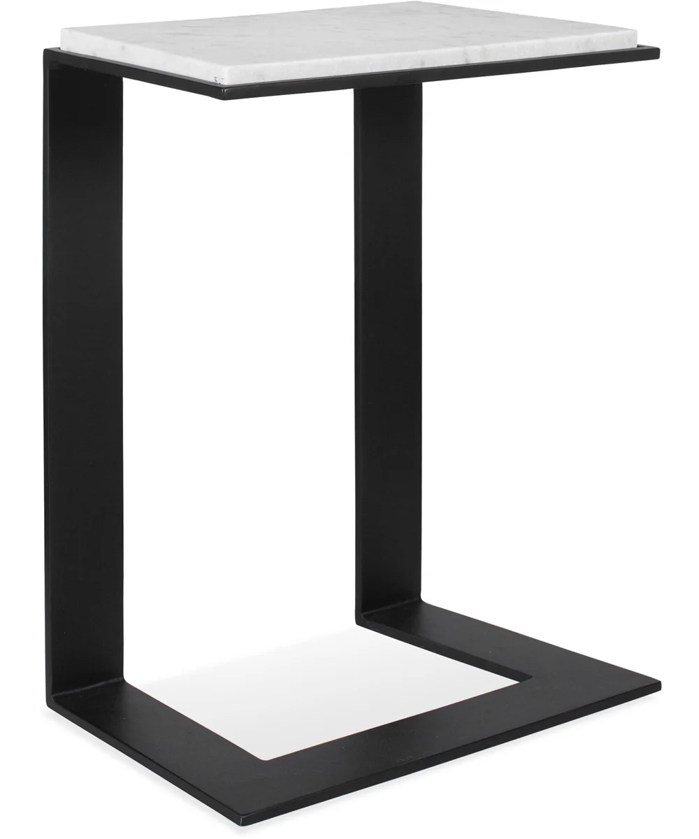 Kenora White Marble Accent Table