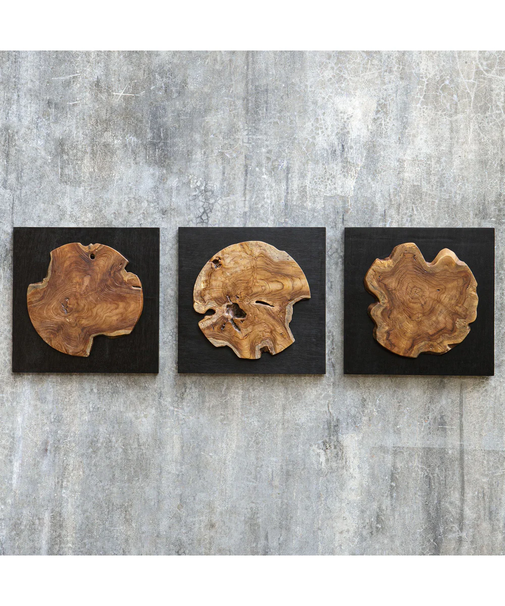 Kolini Teak Wood Wall Decor, Set of 3 - Image 2