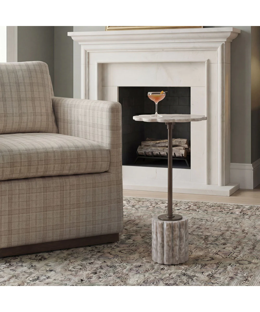 Lana Scalloped Marble Drink Table - Image 2