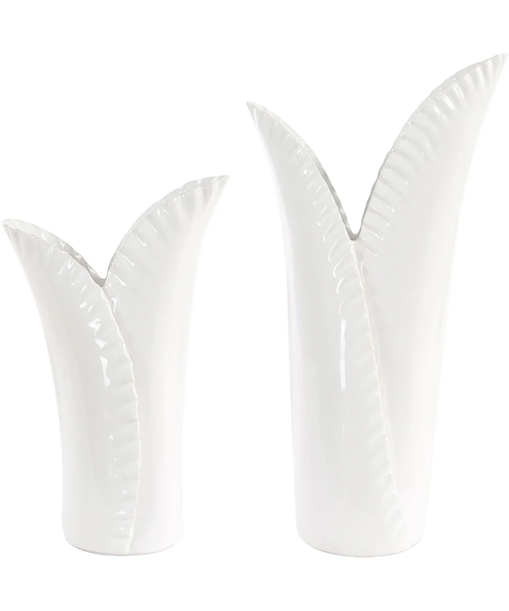 Leafscape White Vases Set of 2 - Image 4
