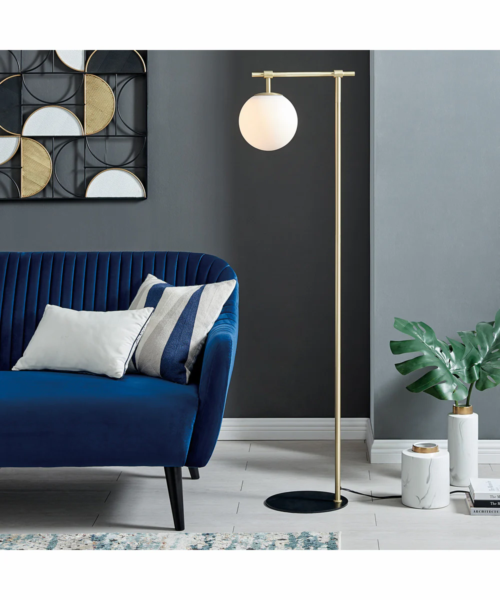 Lencho 1-Light Floor Lamp Gold/Frost Glass Shade - Image 3