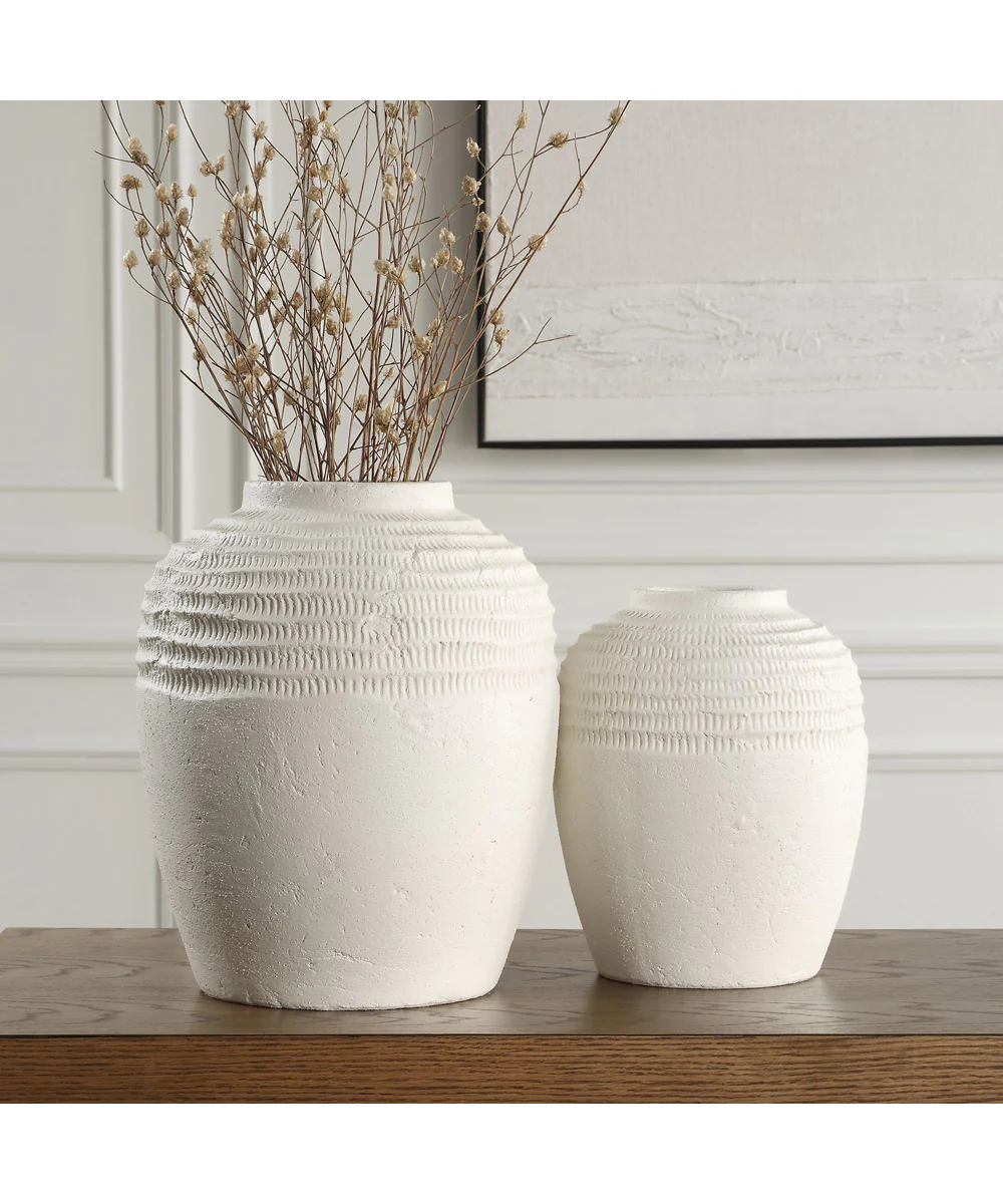Luna Ridge White Ceramic Vases Set of 2 - Image 2